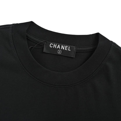 Chanel 26ss old splash ink double C printed short sleeves