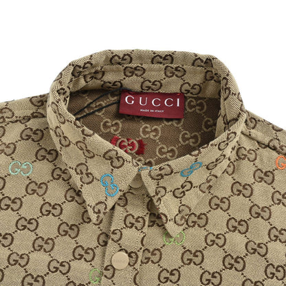 Gucci 25Fw GG colorful embroidered all-over jacquard canvas shirt jacket