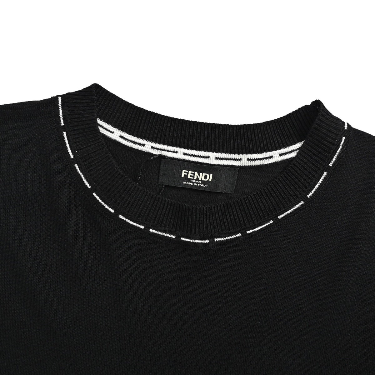 Fendi letter signature dotted striped jacquard knitted short sleeves at the hem
