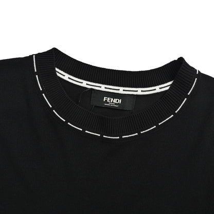 Fendi letter signature dotted striped jacquard knitted short sleeves at the hem