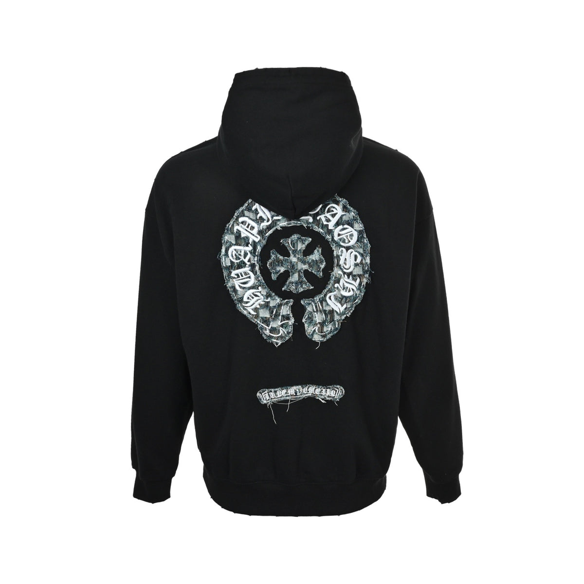 Chrome Hearts Horseshoe Logo Patch Embroidery Washed Burnt Flower Hooded Sweatshirt