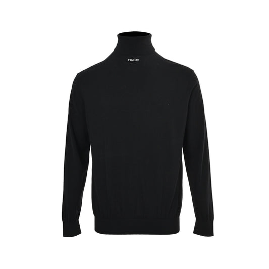 Prada collared jacquard turtleneck sweater