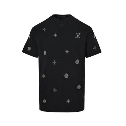 Louis Vuitton 26ss presbyopia hot diamond knitted short sleeves