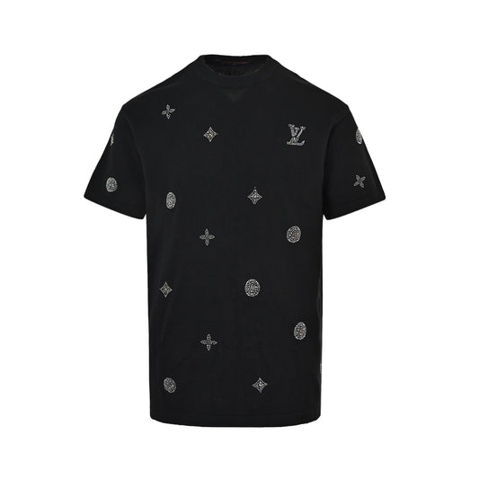 Louis Vuitton 26ss presbyopia hot diamond knitted short sleeves