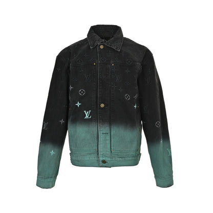 Louis Vuitton 24Fw all-over embroidered old flower gradient washed suit denim jacket