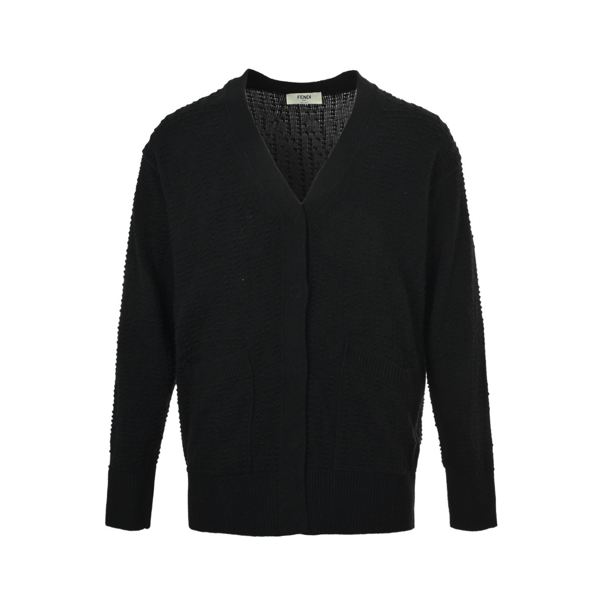 Fendi Valley wave jacquard V-neck knitted cardigan