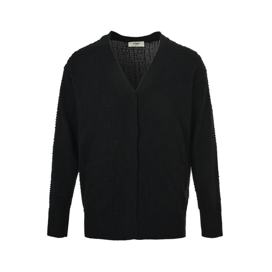 Fendi Valley wave jacquard V-neck knitted cardigan