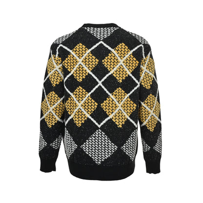Louis Vuitton 24Fw checkerboard geometric texture line knitted sweater