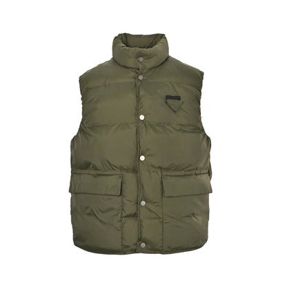 Prada China limited green cloth label stand collar down vest