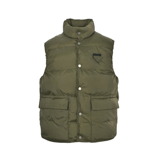 Prada China limited green cloth label stand collar down vest