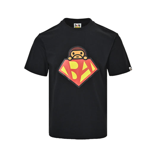 Bape little monkey diamond logo printed short sleeves