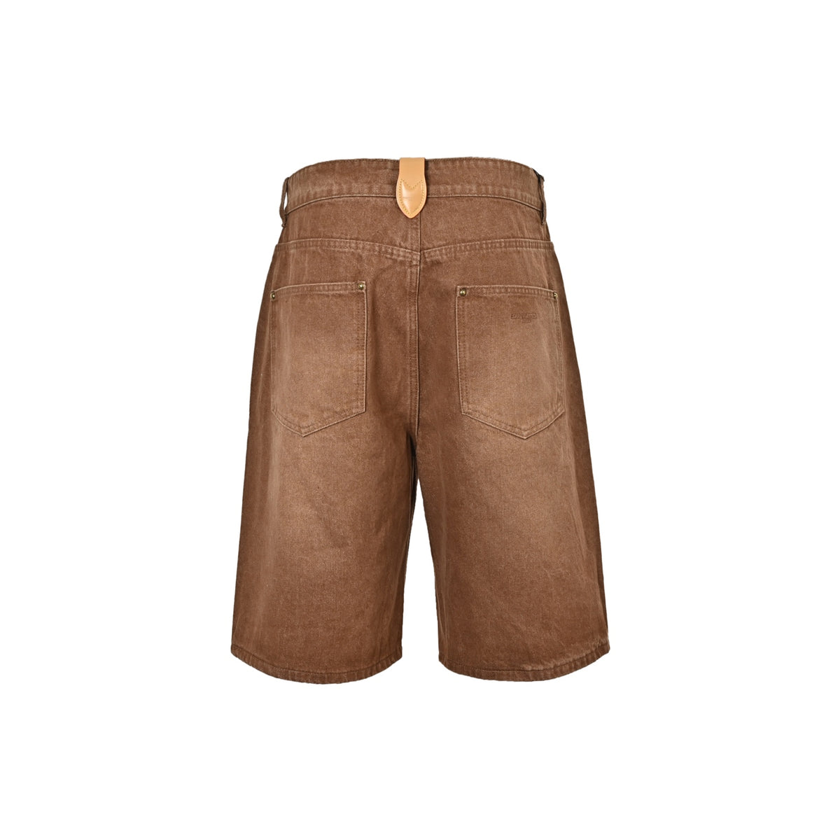Louis Vuitton washed wide-leg denim shorts with leather label on the back waist