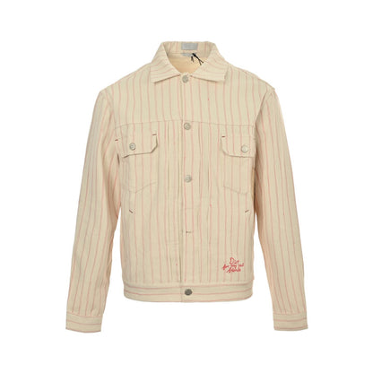 Dior 25Fw embroidered letter striped denim jacket