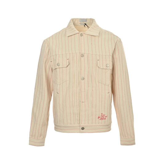 Dior 25Fw embroidered letter striped denim jacket
