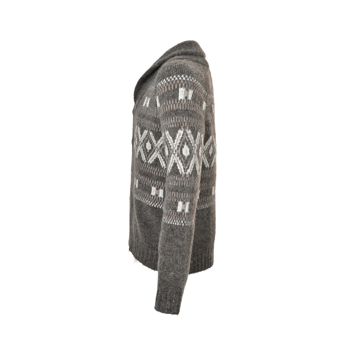 BC Fair Isle jacquard shawl collar cardigan sweater