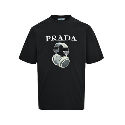Prada earphone letter print short sleeves