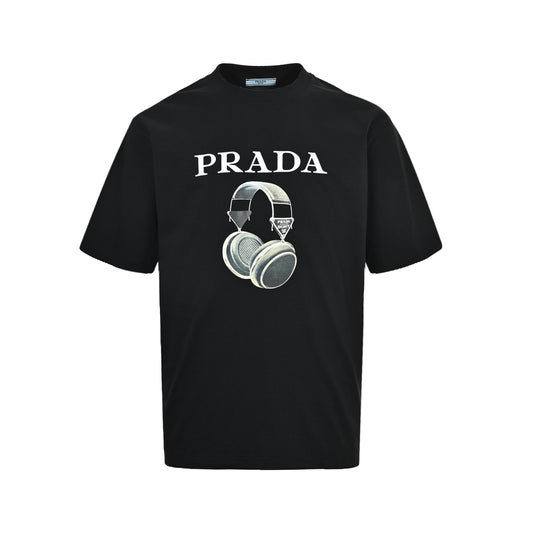 Prada earphone letter print short sleeves