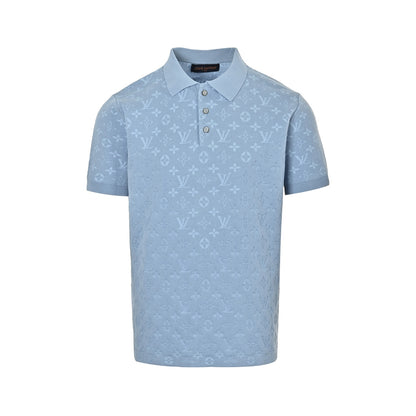Louis Vuitton 26ss dark pattern old flower jacquard knitted Polo short sleeves