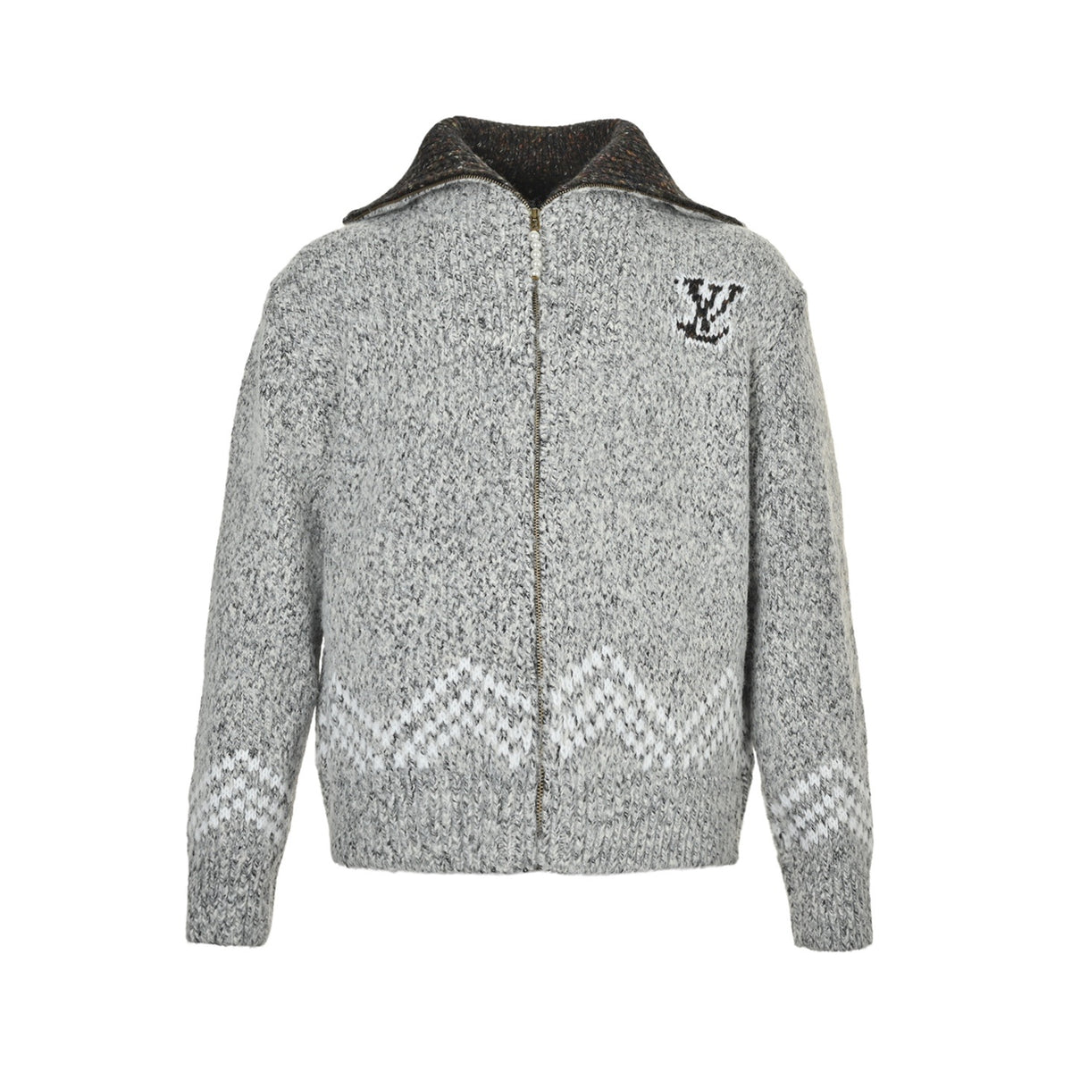 Louis Vuitton 25Fw angler pastoral jacquard knitted zipper sweater jacket