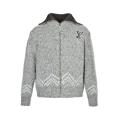Louis Vuitton 25Fw angler pastoral jacquard knitted zipper sweater jacket