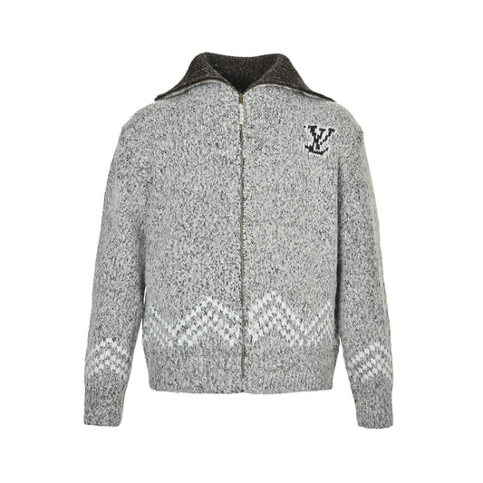 Louis Vuitton 25Fw angler pastoral jacquard knitted zipper sweater jacket