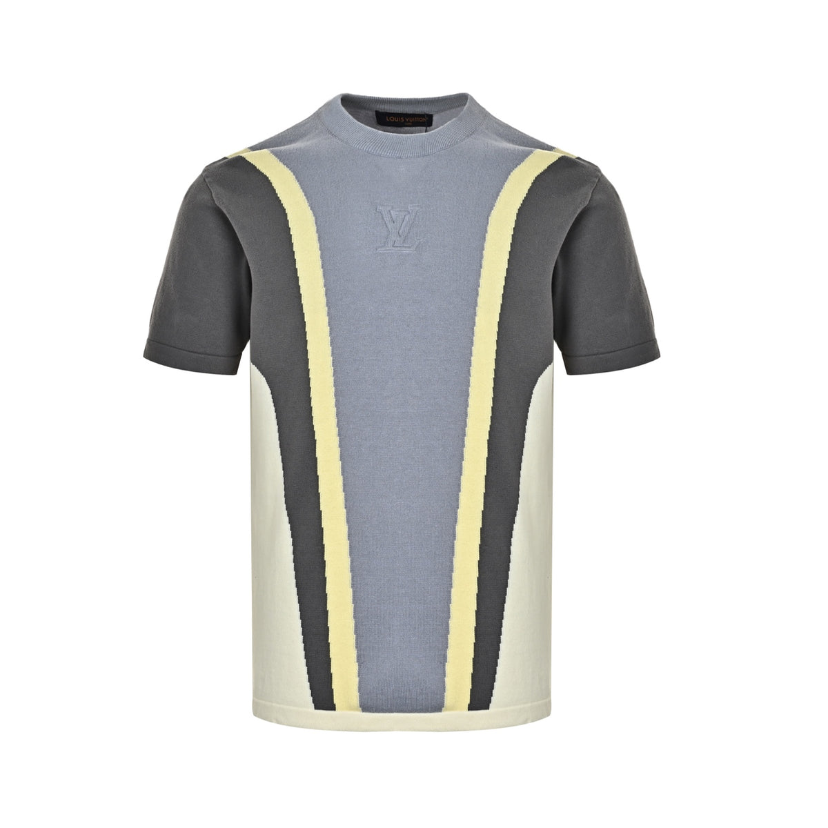 Louis Vuitton logo embossed contrast color stitching knitted short sleeves