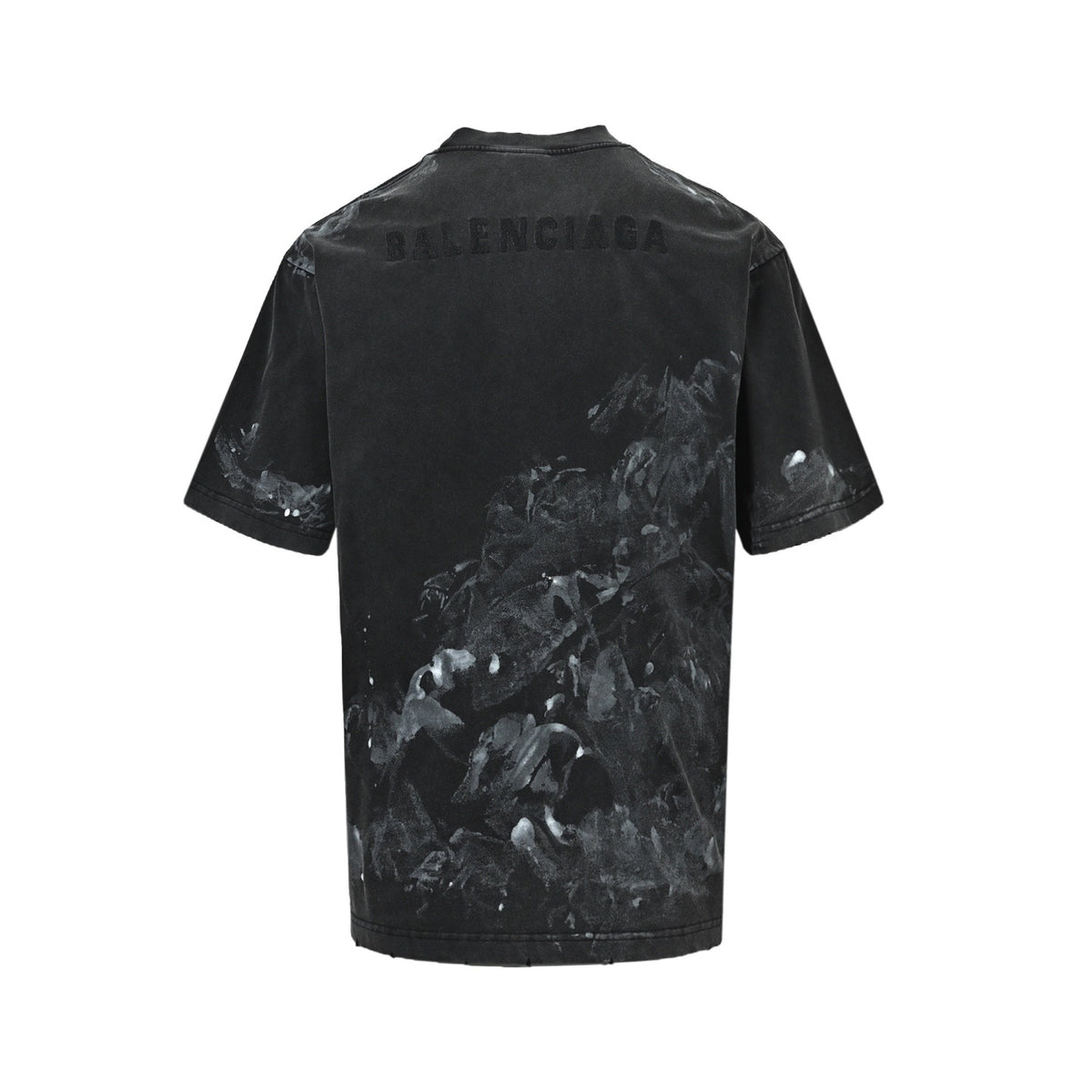 Balenciaga 25ss paint inkjet embroidered letter short sleeves