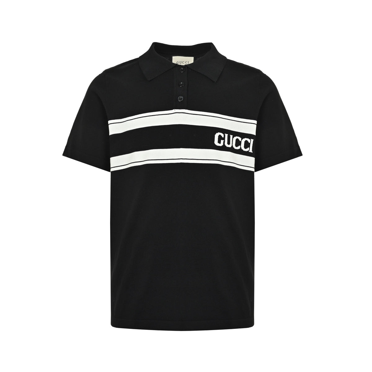 Gucci striped letter jacquard knitted Polo short sleeves