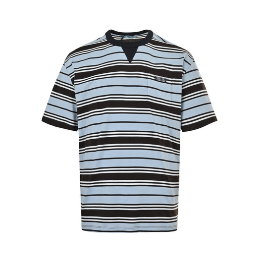Prada blue striped pocket short sleeves