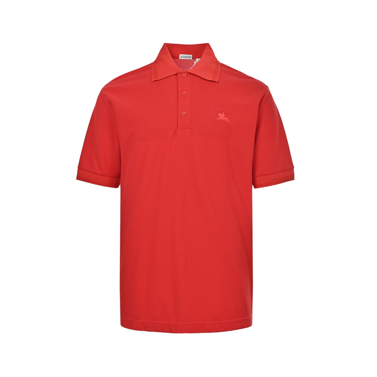 Burberry War Horse Embroidered Plaid Plaid Polo Short Sleeve