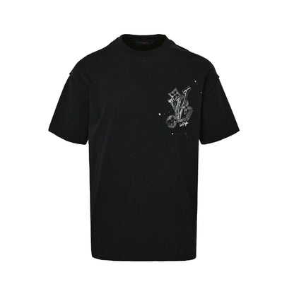 LouisVuitton/Louis Vuitton 26ss sketch four-leaf clover logo printed short sleeves