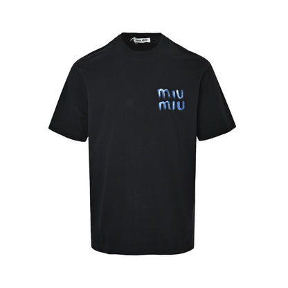 Miumiu colorful graffiti hand-painted front and back letter short sleeves