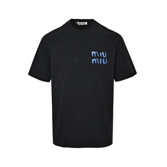 Miumiu colorful graffiti hand-painted front and back letter short sleeves