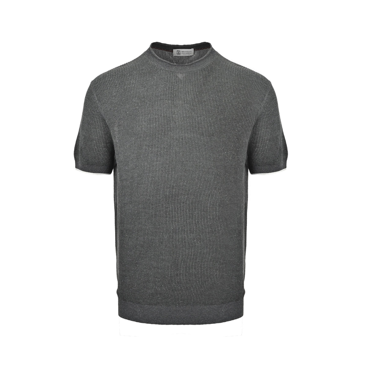 BRUNELLO CUCINELLI/BC raw edge ribbed collar, cuffs and hem sweater