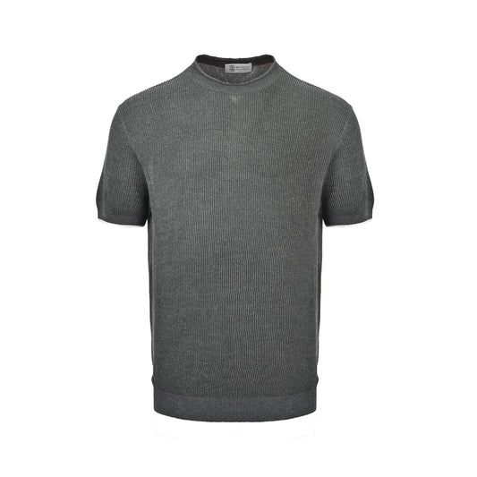 BRUNELLO CUCINELLI/BC raw edge ribbed collar, cuffs and hem sweater
