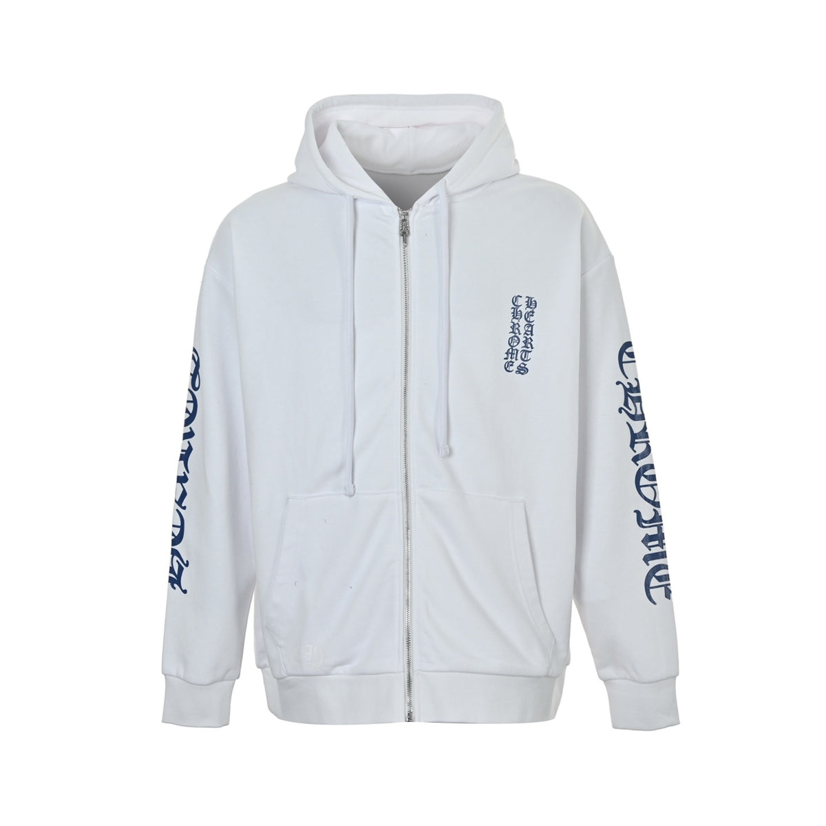 Chrome Hearts/Chrome Heart blue printed zipper hooded sweatshirt jacket