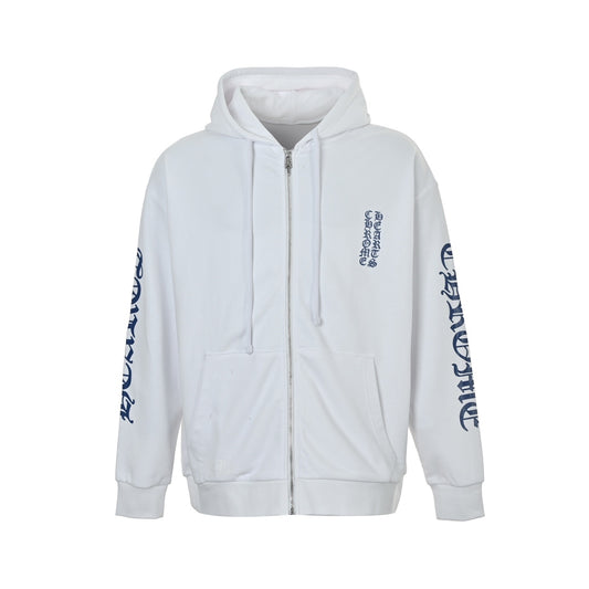 Chrome Hearts/Chrome Heart blue printed zipper hooded sweatshirt jacket