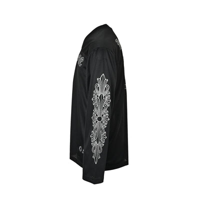 Chrome Hearts/Chrome Heart Glitter Sanskrit Hockey Mesh Long Sleeve