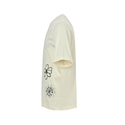Hermes hollow flower embroidered short sleeves