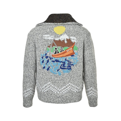 Louis Vuitton 25Fw angler pastoral jacquard knitted zipper sweater jacket