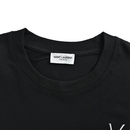 Saint Laurent short sleeves with letter embroidery on the chest