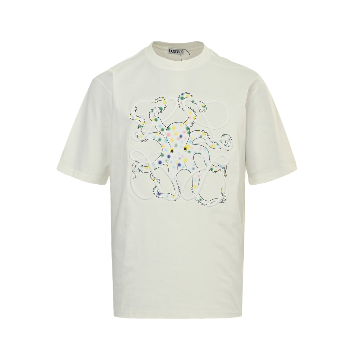 Loewe/Luo Yiwei 25ss octopus print embroidered logo short sleeves