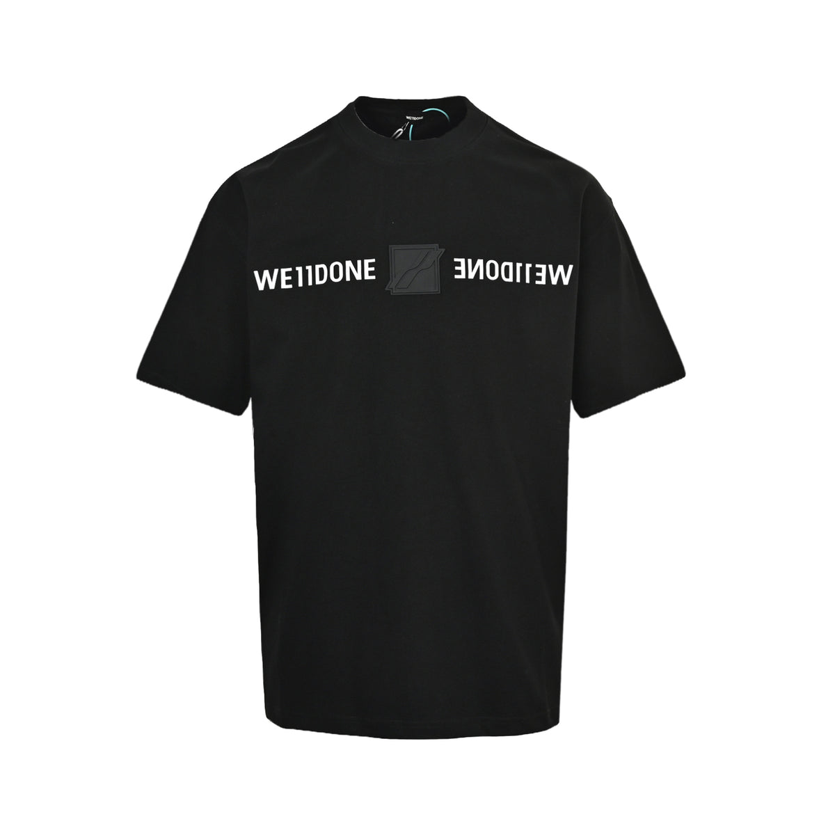 We11 Done silicone three-dimensional leather label decorated letter printed short sleeves