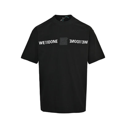 We11 Done silicone three-dimensional leather label decorated letter printed short sleeves