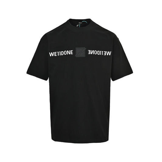 We11 Done silicone three-dimensional leather label decorated letter printed short sleeves