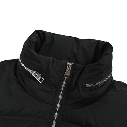 Ami leather label love hidden hood stand collar down jacket