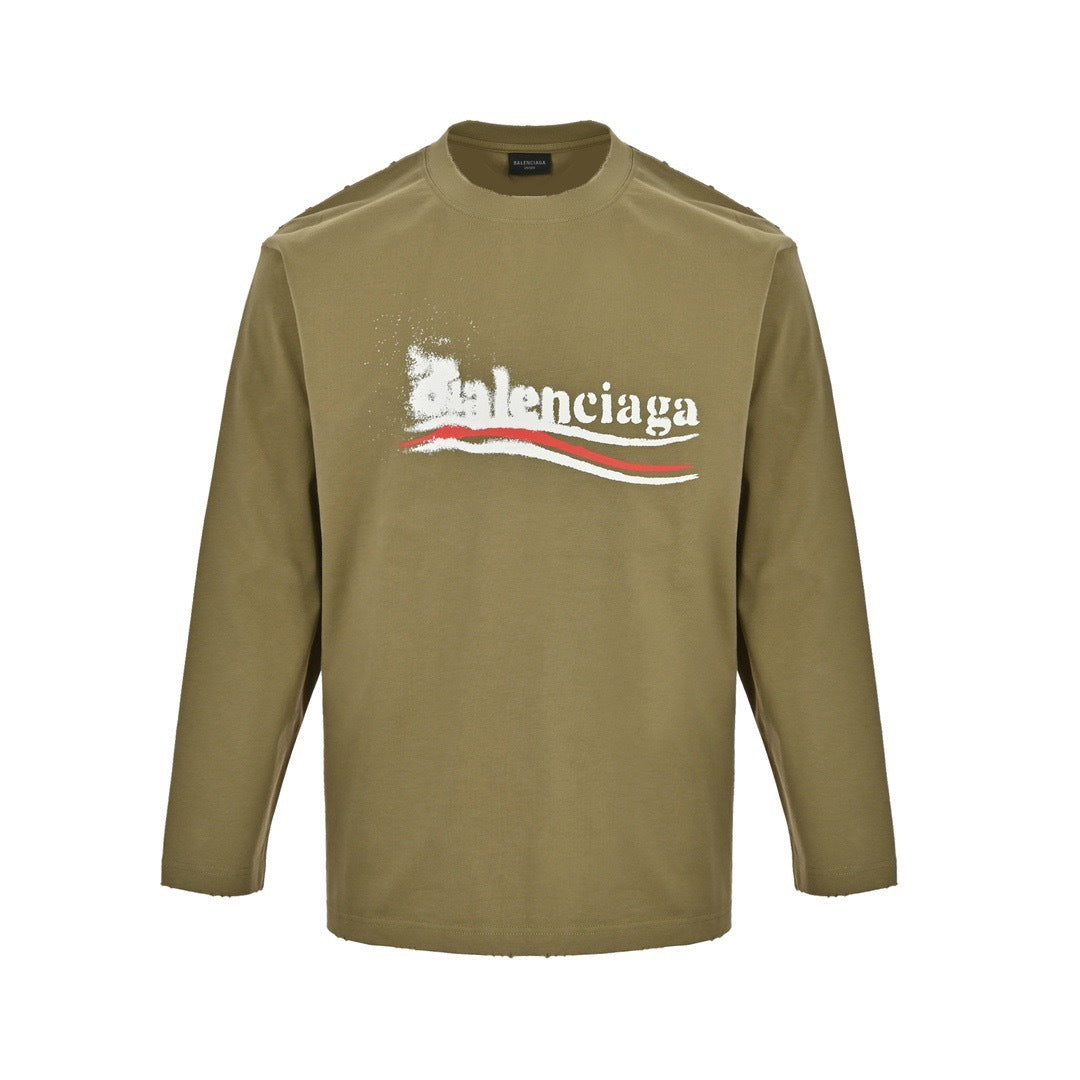 Balenciaga/Balanciaga 24Fw blurred cola printed long-sleeved T-shirt