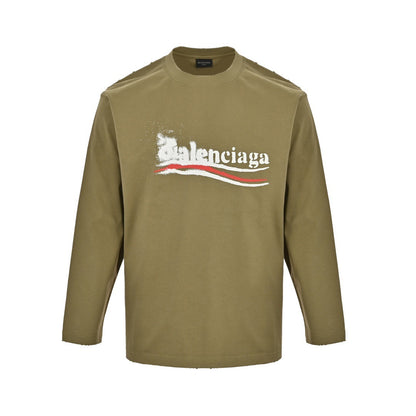 Balenciaga/Balanciaga 24Fw blurred cola printed long-sleeved T-shirt