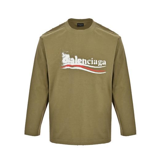 Balenciaga/Balanciaga 24Fw blurred cola printed long-sleeved T-shirt
