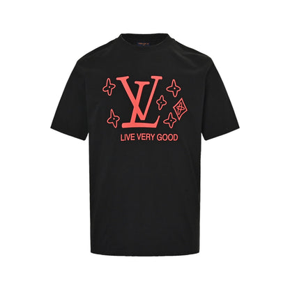 Louis Vuitton 25ss presbyopic letter logo foam printed short sleeves